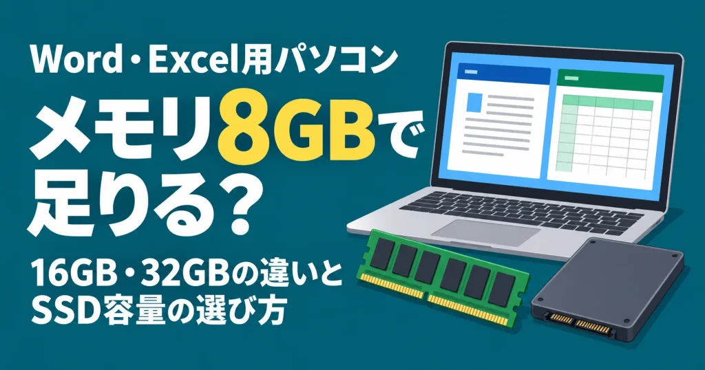 Word・Excel用パソコンはメモリ8GBで足りる？16GB・32GBの違いとSSD容量の選び方